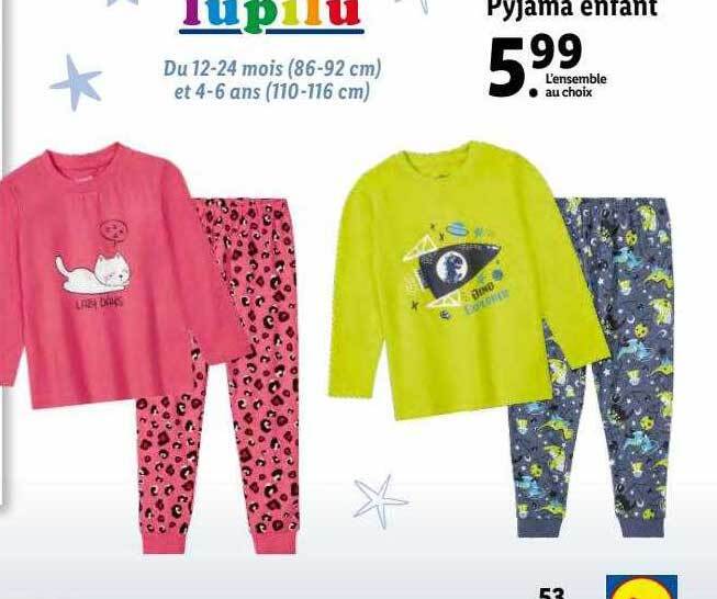 les pyjamas lupilu lidl pour enfant